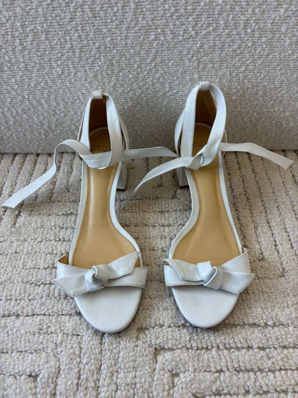 Alexandre Birman White Ankle-Tie Knotted Sandals